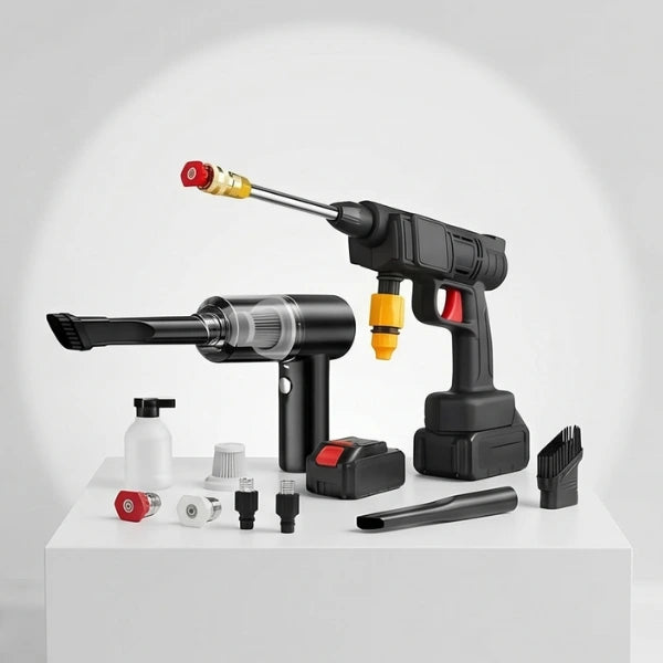 SUPER COMBO TURBOJET™ - Hidrolavadora Portátil + Aspiradora 3 en 1 + Doble Batería + Maletín