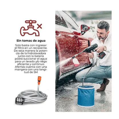 SUPER COMBO TURBOJET™ - Hidrolavadora Portátil + Aspiradora 3 en 1 + Doble Batería + Maletín