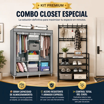 Closet Plegable Multiuso + Closet Perchero Multifuncional
