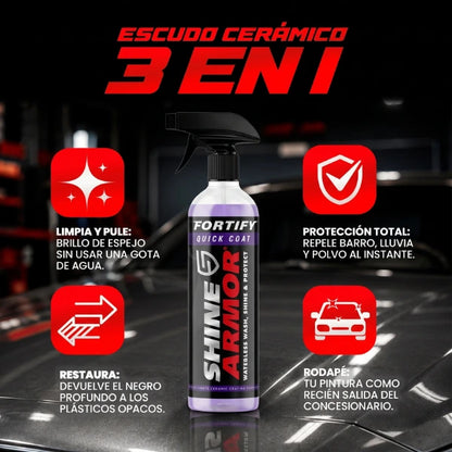 BLINDAJE EXTREMA: Spray Cerámico 3 en 1 + Limpiador Pulidor de Vidrio