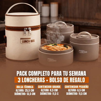 LunchBox - Lonchera Termica Premium con 3 Tupper