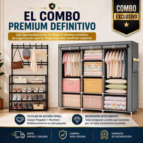 Closet Plegable Multiuso + Closet Perchero Multifuncional